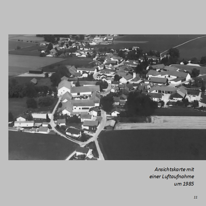 Ansichtskarte mit einer Luftaufnahme von Ottmaring um 1985