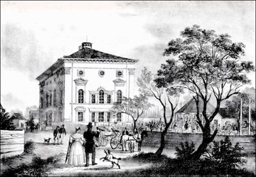 Gaststätte zum Paradiesgarten an der Oettingenstraße um 1820