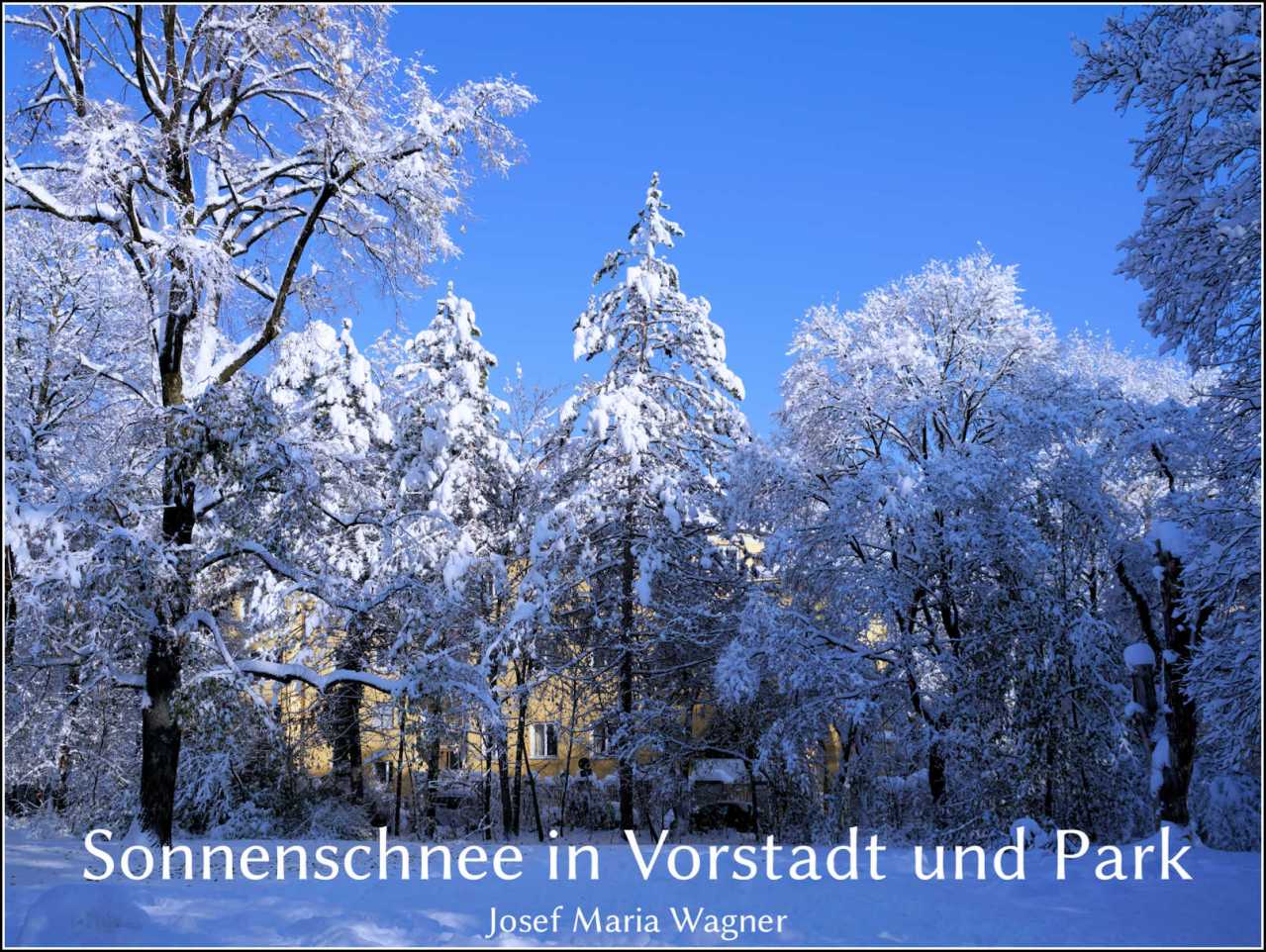 Sonnenschnee in Vorstadt und Park