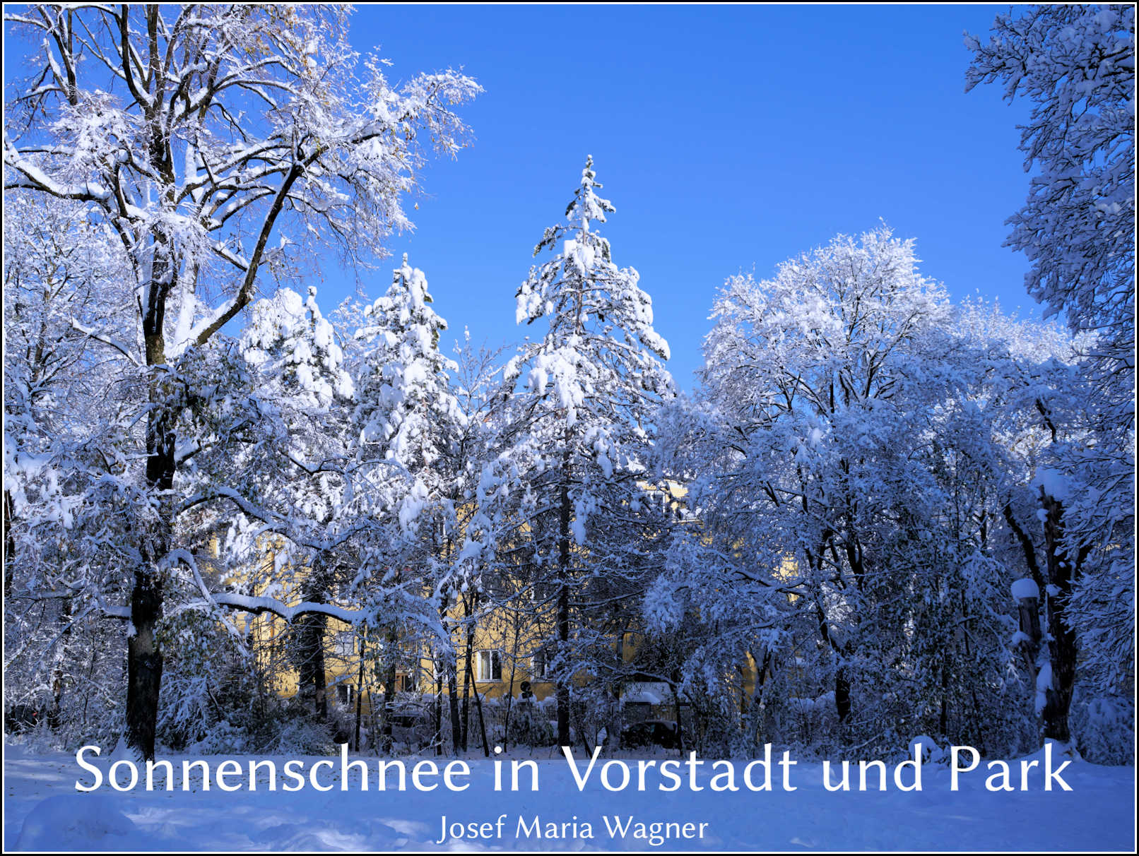 Sonnenschnee in Vorstadt und Park