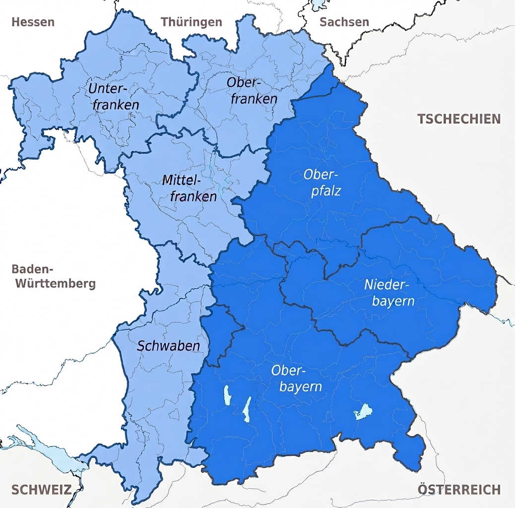 Altbayern mit Oberbayern, Niederbayern und Oberpfalz – nach Wikipedia: Willtron Altbayern mit Oberbayern, Niederbayern und Oberpfalz – nach Wikipedia: Willtron